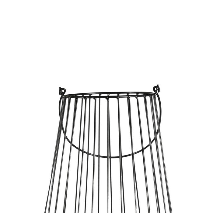 Bellied Shape Metal Frame Lantern with Hanging Hardware, Small, Black