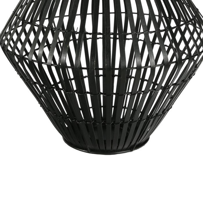 Bellied Shape Bamboo and Metal Frame Lantern, Small, Black