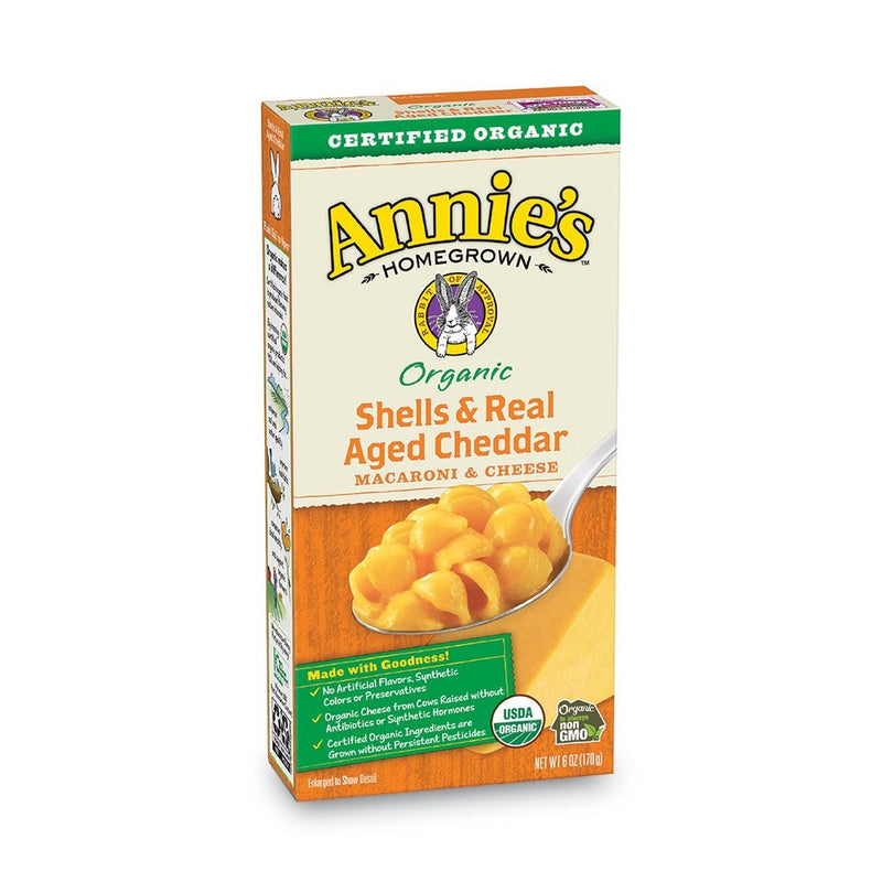 Annie's Organic Shells & Real Aged Cheddar Macaroni & Cheese, 12 Boxes, 6oz (Pack of 12)