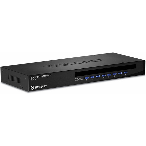 TRENDnet 8-Port USB/PS2 Rack Mount KVM Switch, VGA & USB Connection, Supports USB & PS/2, Device Monitoring, Auto Scan, Audible Feedback, Control up to 8 Computers/Servers, TK-803R