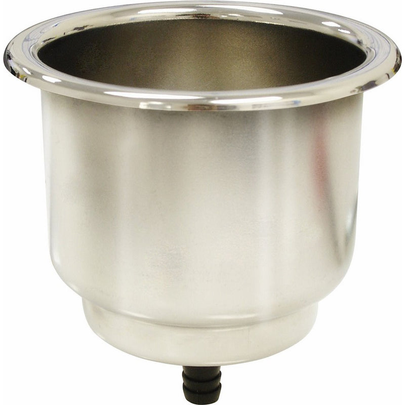 SeaSense Stainless Steel Recessed Cup Holder with Pad, Gasket, And Barb