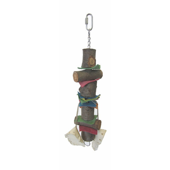YML Small Parrot Bird Toy 12-1/2-Inch with Rawhide