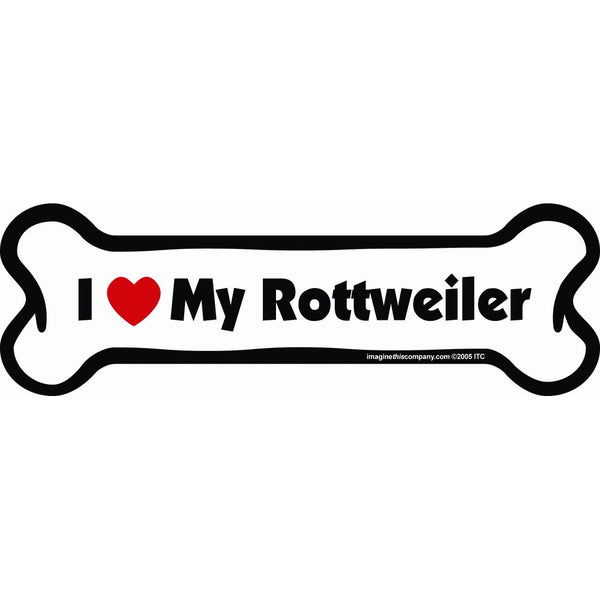 Imagine This Bone Car Magnet, I Love My Rottweiler , 2-Inch by 7-Inch