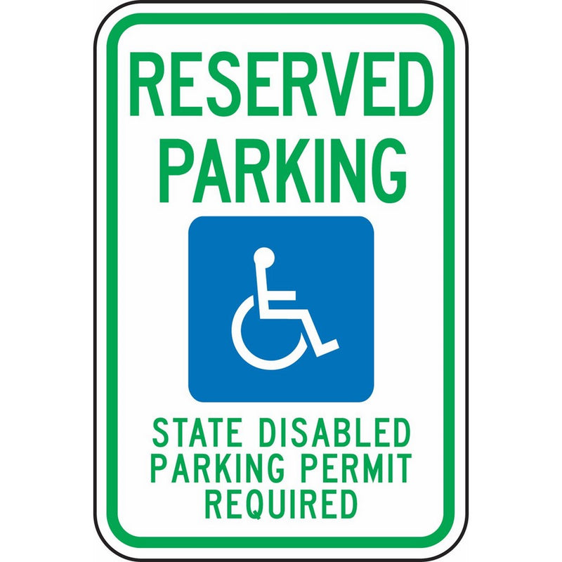 Accuform Signs FRA212RA Engineer-Grade Reflective Aluminum Handicapped Parking Sign (Washington), Legend "RESERVED PARKING STATE DISABLED PARKING PERMIT REQUIRED" with Graphic, 18" Length x 12" Width x 0.080" Thickness, Green/Blue on White