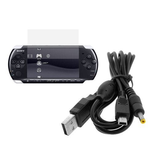 Clear LCD Screen Protector 2 in 1(USB Data Cable Charger Cable) for Sony PSP 3000