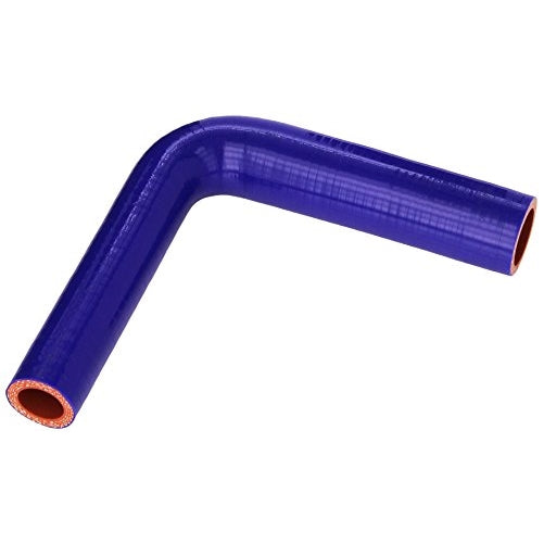 HPS HTSER90-075-100-BLUE Silicone High Temperature 4-ply Reinforced 90 degree Elbow Reducer Coupler Hose, 100 PSI Maximum Pressure, 4" Leg Length on each side, 3/4" > 1" ID, Blue