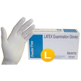 Latex Medical Exam Powder Free Disposable Glove Size Large- 6 mil Thick, 9.5" Length - 100 Gloves / Box