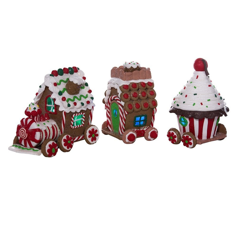 Kurt Adler 4.3-Inch Claydough 3D LED Gingerbread Train Set of 3-Pieces