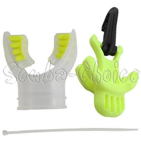 Scuba Dive Clear Yellow Silicone Mouthpiece & Standard Octopus Holder & Tie Set