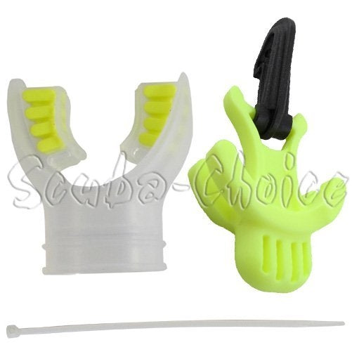 Scuba Dive Clear Yellow Silicone Mouthpiece & Standard Octopus Holder & Tie Set