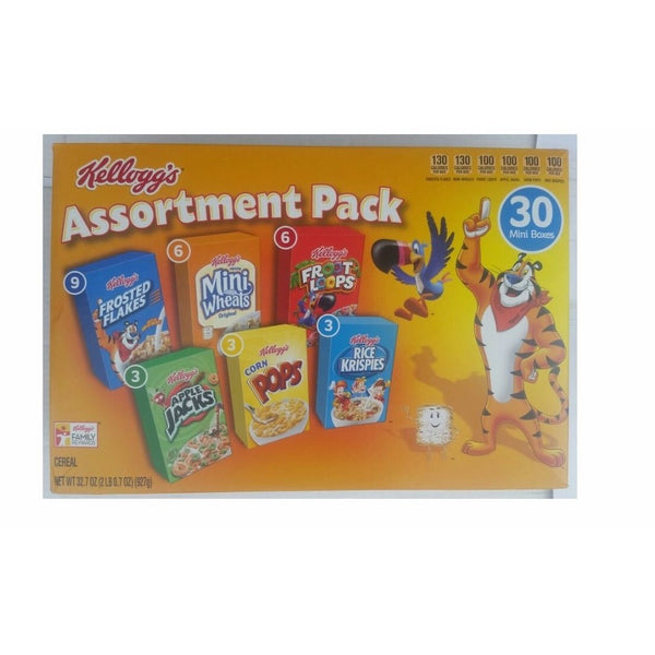 Kellogg's Cereal Jumbo Assortment Pack, 32.7 oz, 30 Mini Boxes