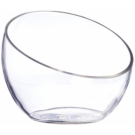 WGV Clear Slant Cut Bowl Glass Vase/Glass Terrarium, 6" x 2.7" With WGV Glass Cleaning Cloth