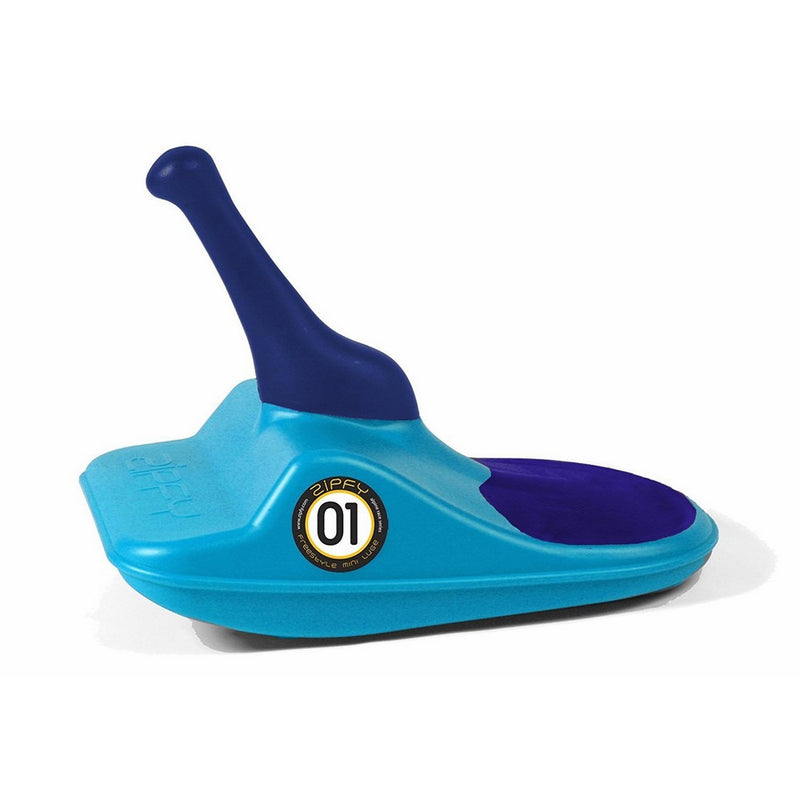 Zipfy Two Tone Series Luge Snow Sled for Kids and Adults, Plastic Winter Toboggan Snow Sled with Steering Handle, Blue on Blue