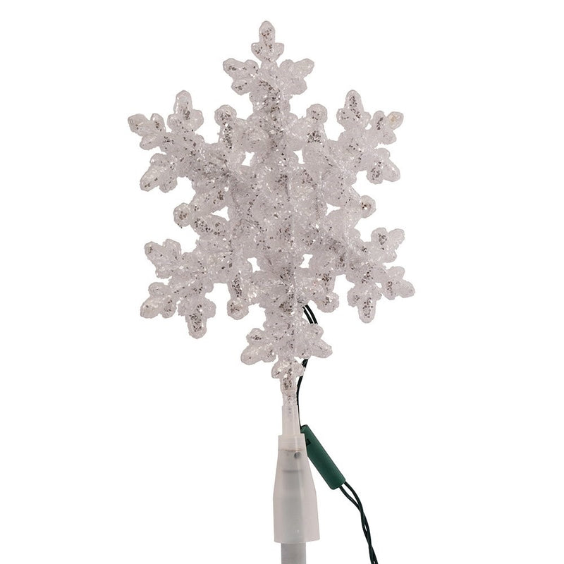 Kurt Adler UL 10-Light LED Snowflake Treetop, White/Blue