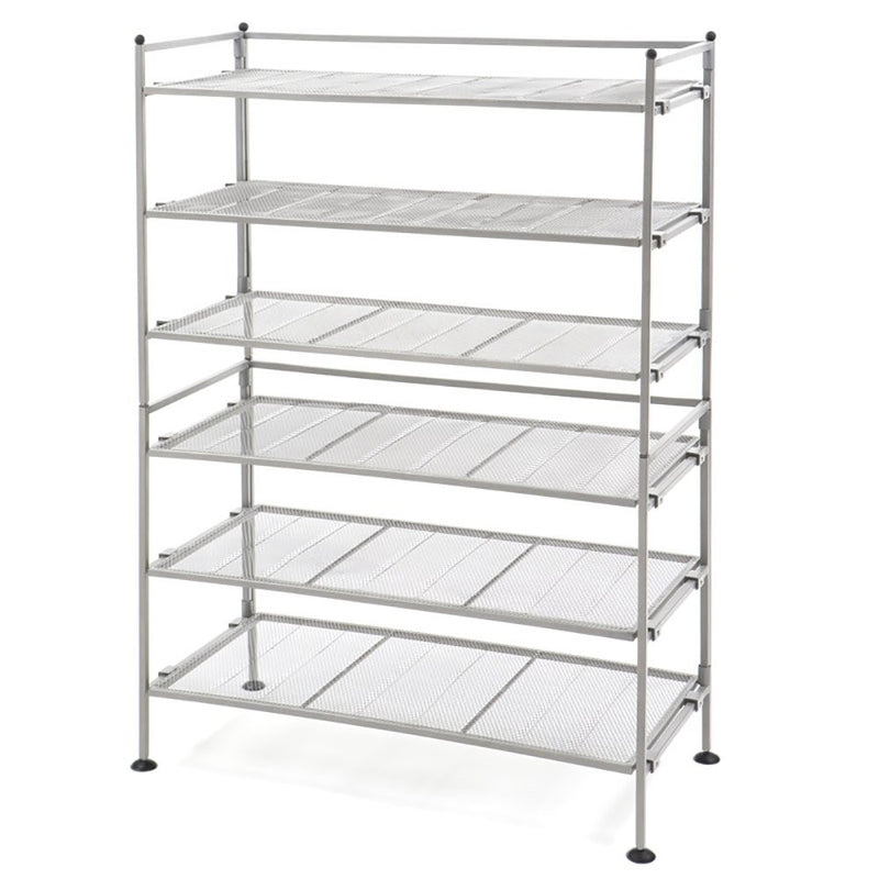 Seville Classics 3-Tier Iron Mesh Utility Shoe Rack (2-Pack), Satin Pewter