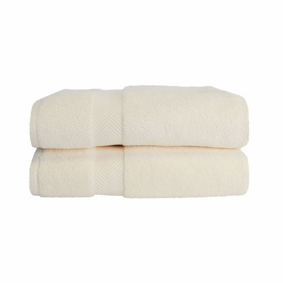 Superior Zero Twist 100% Cotton Bath Sheet Towels, Super Soft, Fluffy, and Absorbent, Premium Quality Oversized Bath Sheet Set of 2 - Ivory, 34" x 68" each