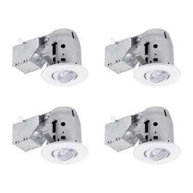 Globe Electric 3" LED IC Rated Swivel Spotlight Recessed Lighting Kit Dimmable Downlight, 4-Pack, White Finish, Easy Install Push-N-Click Clips, 4 LED Bulbs Included, 90718