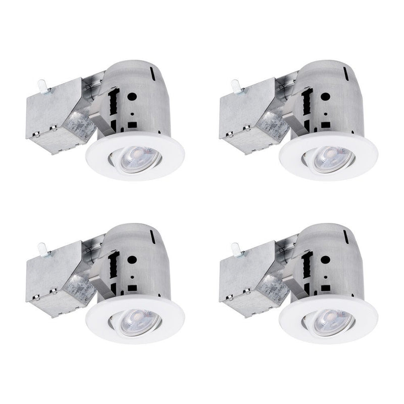 Globe Electric 3" LED IC Rated Swivel Spotlight Recessed Lighting Kit Dimmable Downlight, 4-Pack, White Finish, Easy Install Push-N-Click Clips, 4 LED Bulbs Included, 90718