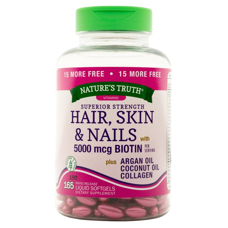 Nature's Truth Superior Strength Hair/Skin/Nails with Argan/Coconut Oil/Collagen, 165 Count