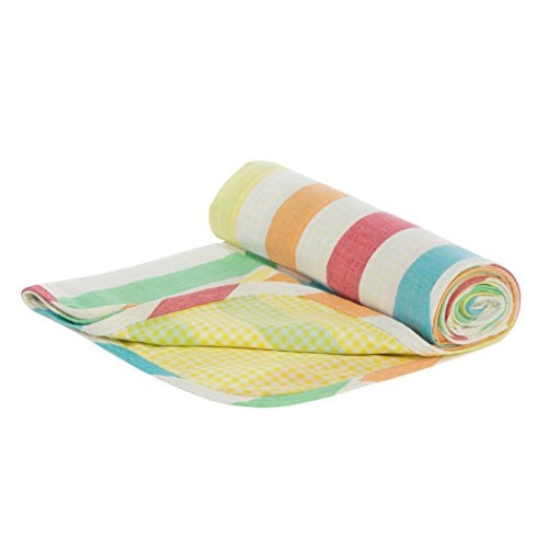 Henry and Brothers Large Double-layer Toddler Blanket, Relaxed Rainbow Stripe