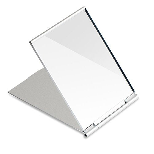 G2PLUS Portable Folding Vanity Mirror Single Side Travel Shower Shaving Mirror, 4.9'' x 3.7'' x 0.2'' (Silver White)