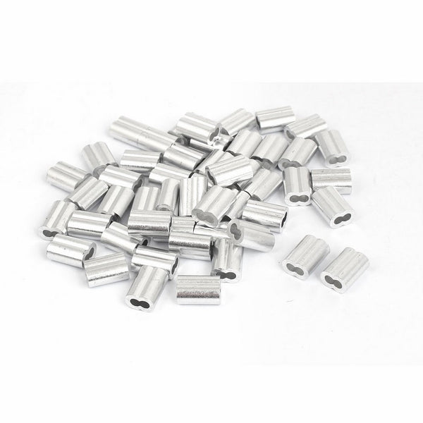 uxcell 1/8" Aluminum Sleeves Clip Loop Sleeve Cable Crimp Wire Rope 50 Pcs