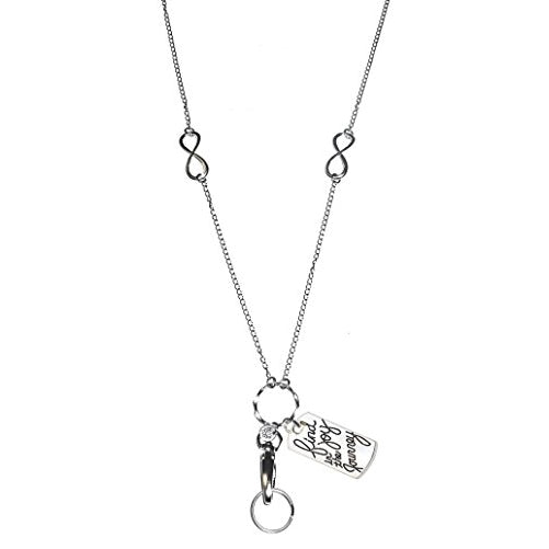 Message Inspirational Charm, Hidden Hollow Beads Fashion Lanyard Necklace, Women's super strong chain lanyard for ID badge holder and keys, 34" long (Find Joy in the Journey)