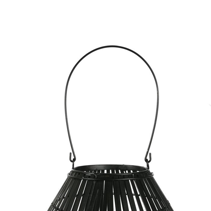Bellied Shape Bamboo and Metal Frame Lantern, Small, Black