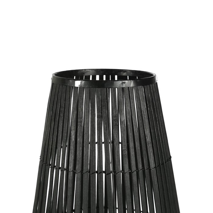 Tear Drop Shaped Open Caged Metal Frame Lantern with Weaving, Large, Black