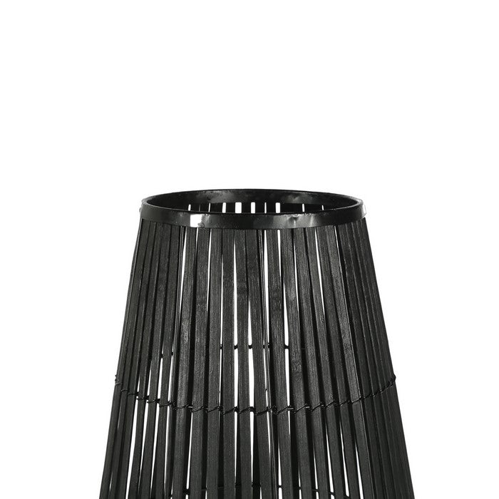 Tear Drop Shaped Open Caged Metal Frame Lantern with Weaving, Small, Black