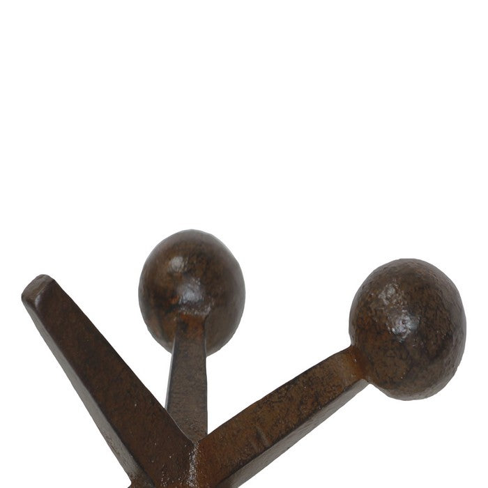 Industrial Style Decorative Metal Frame Jack Sculpture, Dark Brown