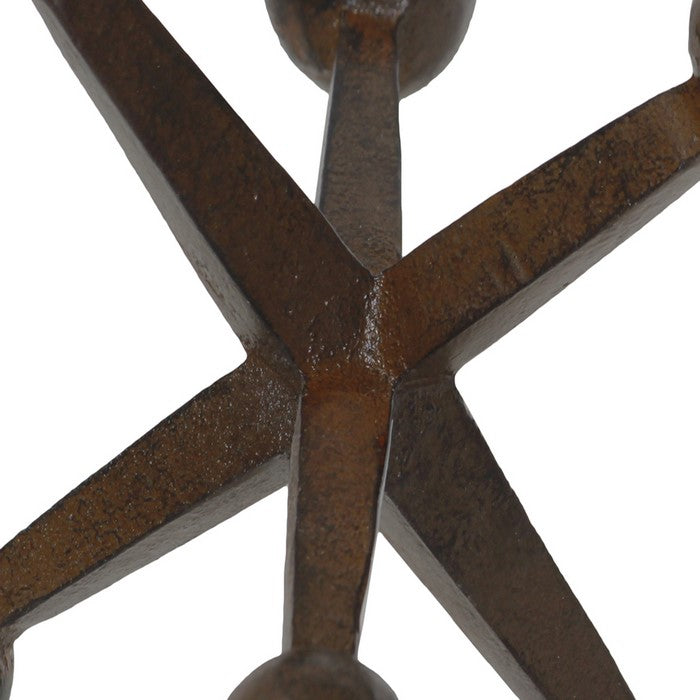 Industrial Style Decorative Metal Frame Jack Sculpture, Dark Brown