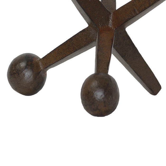Industrial Style Decorative Metal Frame Jack Sculpture, Dark Brown