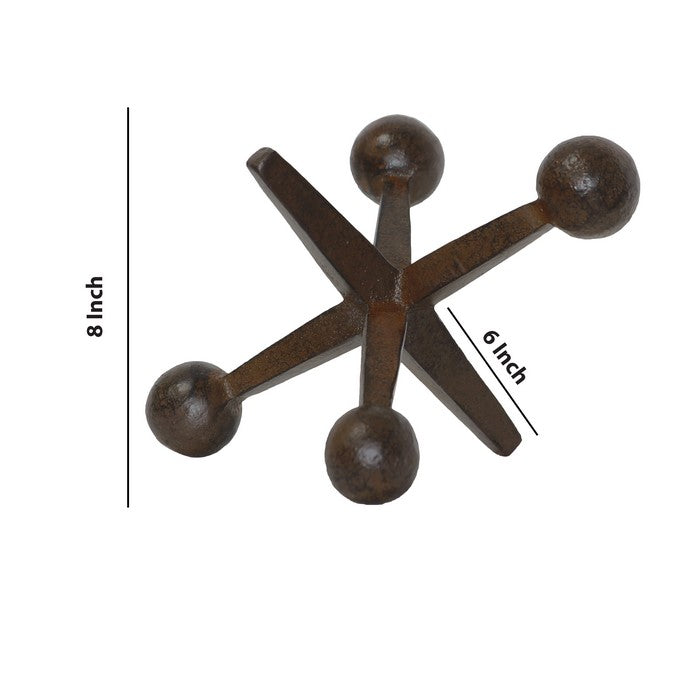 Industrial Style Decorative Metal Frame Jack Sculpture, Dark Brown