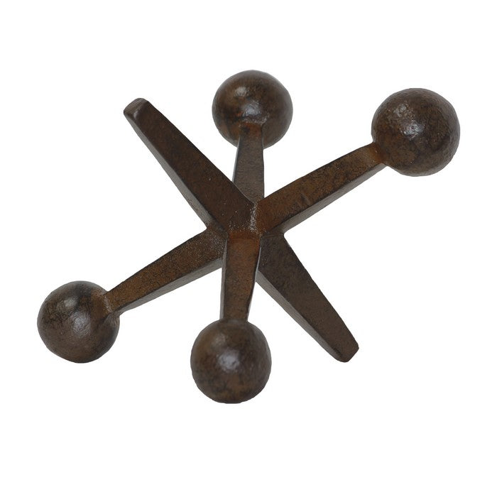 Industrial Style Decorative Metal Frame Jack Sculpture, Dark Brown