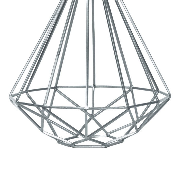 Metal Frame Pyramidal Sculpture with Tapered Bottom, Small, Silver