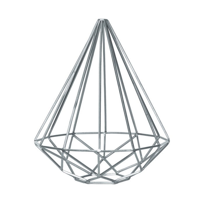 Metal Frame Pyramidal Sculpture with Tapered Bottom, Small, Silver