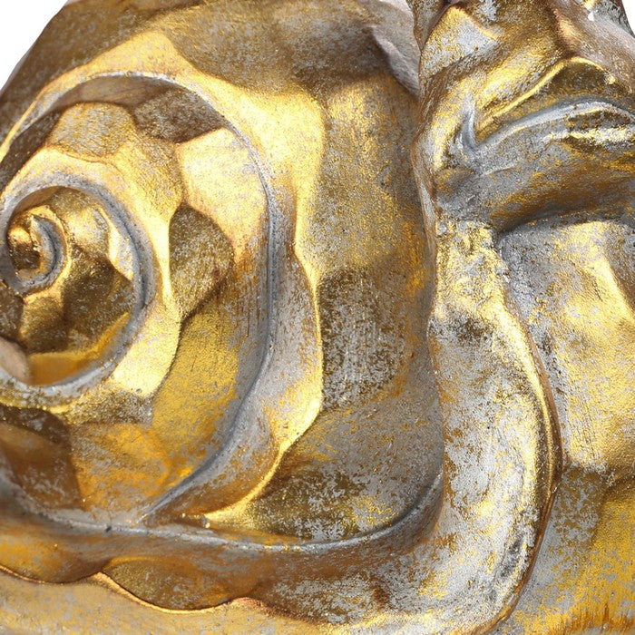 Fiberstone Snail Sculpture with Hammer Design, Distressed Gold