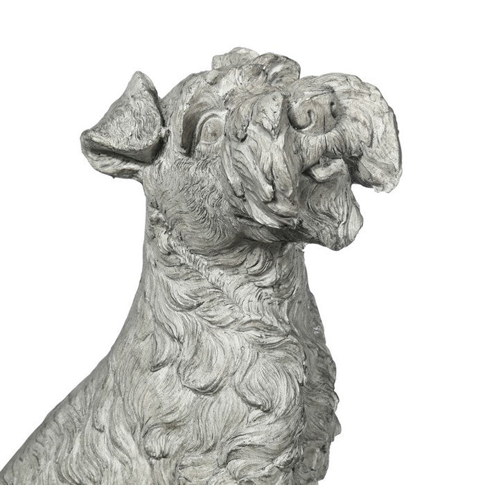 Norfolk Terrier Dog Fiberstone Figurine in Sitting Position,Distressed Gray