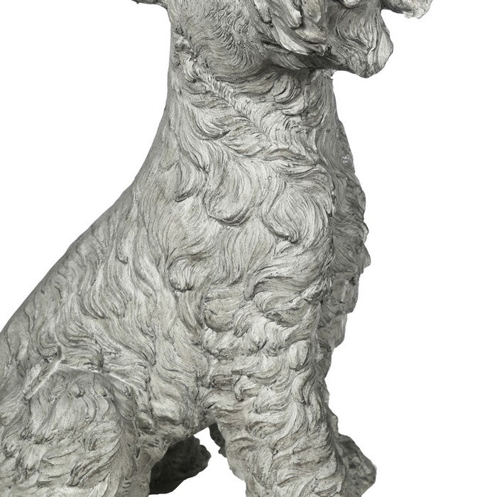 Norfolk Terrier Dog Fiberstone Figurine in Sitting Position,Distressed Gray
