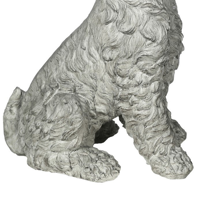 Norfolk Terrier Dog Fiberstone Figurine in Sitting Position,Distressed Gray
