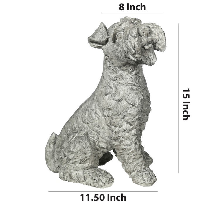 Norfolk Terrier Dog Fiberstone Figurine in Sitting Position,Distressed Gray