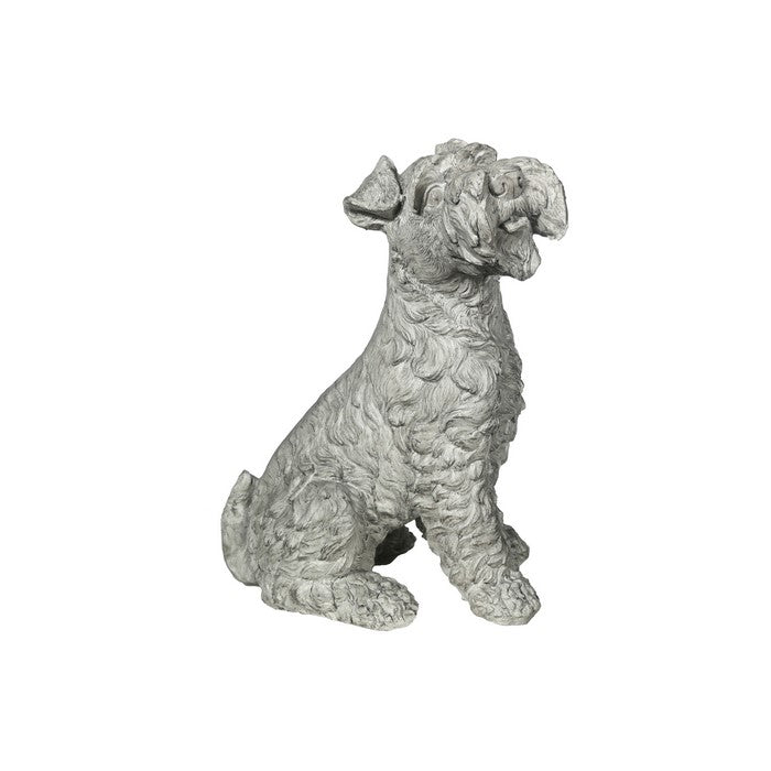 Norfolk Terrier Dog Fiberstone Figurine in Sitting Position,Distressed Gray