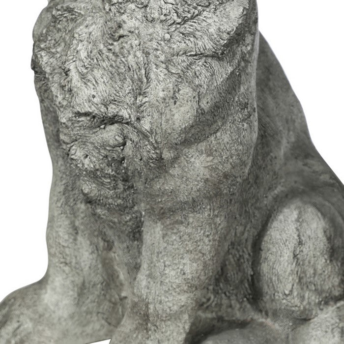 Border Terrier Dog Fiberstone Figurine in Sitting Position, Distressed Gray