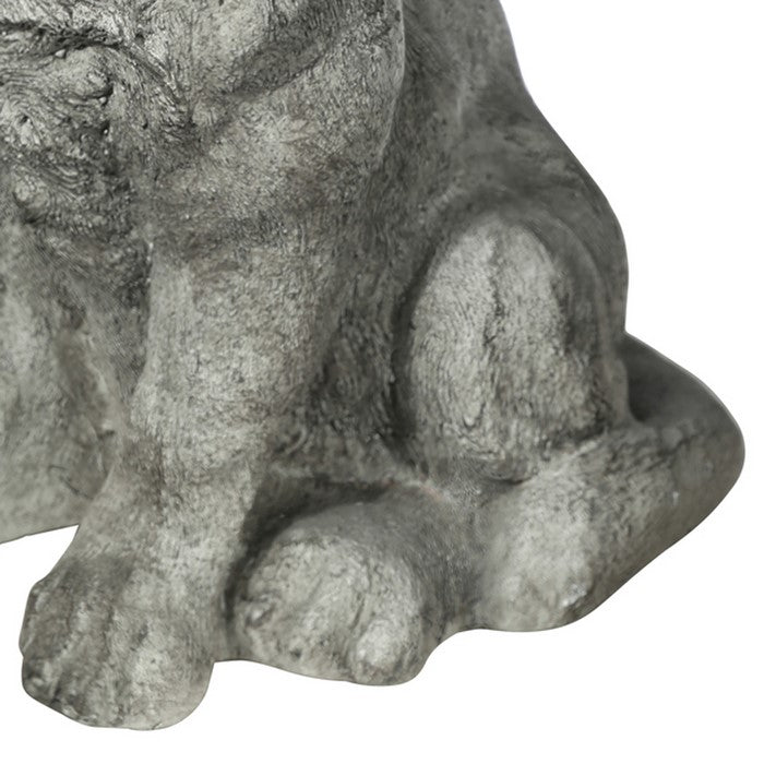Border Terrier Dog Fiberstone Figurine in Sitting Position, Distressed Gray
