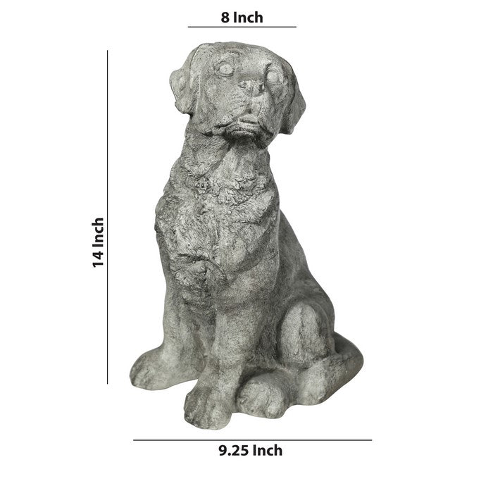 Border Terrier Dog Fiberstone Figurine in Sitting Position, Distressed Gray