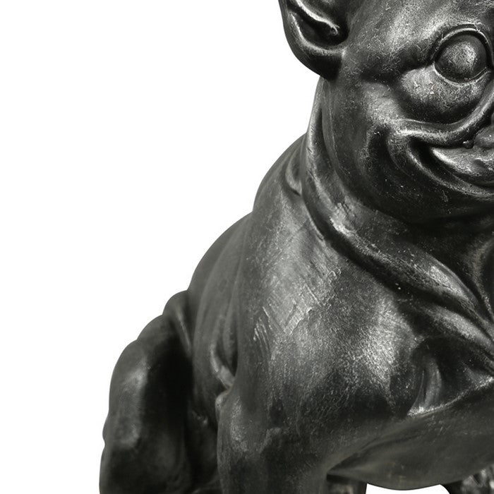 Fiberstone French Bulldog Figurine in Sitting Position, Distressed Black