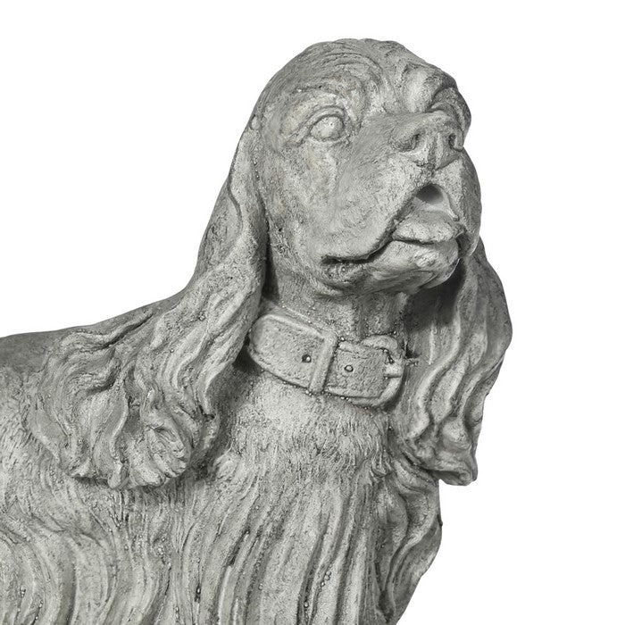 Dinmont Terrier Dog Figurine in Standing Position, Distressed Gray