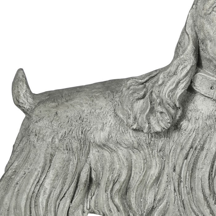 Dinmont Terrier Dog Figurine in Standing Position, Distressed Gray