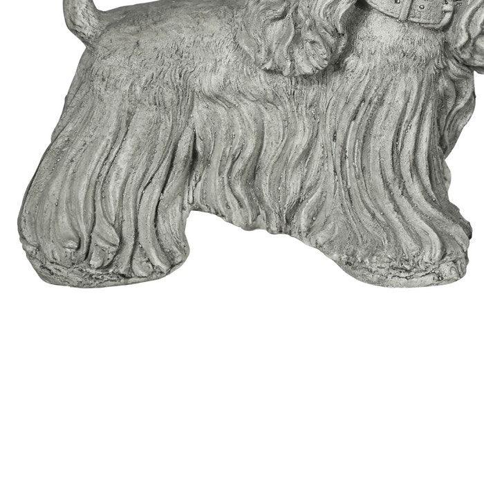Dinmont Terrier Dog Figurine in Standing Position, Distressed Gray